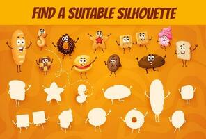 Find a suitable bakery silhouette, game worksheet vector