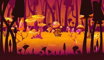 Magic mushrooms fantasy game level landscape scene vector