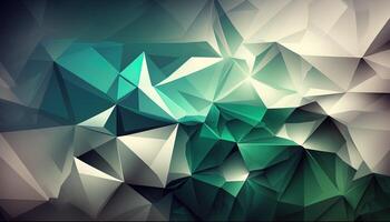 Polygonal high resolution pattern for background, white and teal and green flares. Abstract hexagonal polygonal low poly triangular high resolution futuristic green energetic background photo