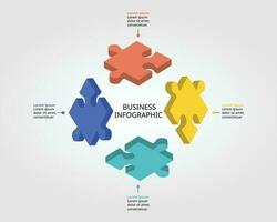jigsaw puzzle connection template for infographic for presentation for 4 element vector