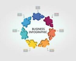 jigsaw puzzle connection template for infographic for presentation for 7 element vector