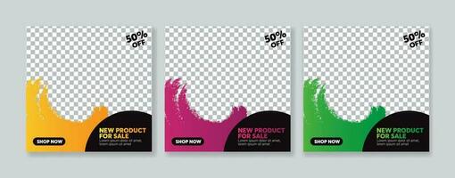 Set of Editable minimal square banner template. Suitable for social media post and web internet ads. Vector illustration