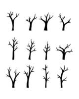 Bare tree silhouettes set. Leafless tree vector. vector