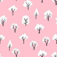 Seamless pattern of trees on a pink background vector