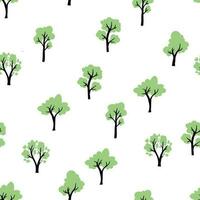 Seamless pattern of  hand drawing green trees vector