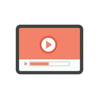 Playing video on tablet flat design vector