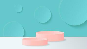 3D Podium Display Product in Floor with Pink Tosca Wall Texture Background vector