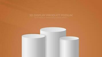 3D Display Product Podium Platform Decorated Tall Cylinder, Brown Background and Overlay Windows Shadow Effects, and Suitable for Display Promotion Product Fashion, Cosmetic, Beauty, Women vector