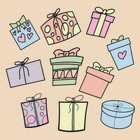 The Gift box cartoon bundle set vector image