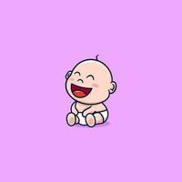 cute baby laughing cartoon vector