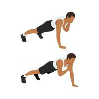 Plank shoulder taps exercise. Flat vector illustration isolated on white background. Layered vector. Abs workout. Flat vector illustration isolated on white background