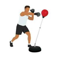 Man doing the straight left jab boxing exercise vector