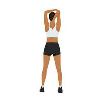 Woman doing Overhead triceps stretch exercise. vector