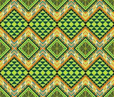 Colorful ethnic folk geometric seamless pattern in green vector