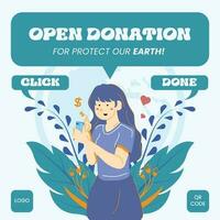 Open Donation of the protect our earth template. Vector illustration.