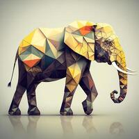 illustration of creative of elephant made of colorful geometric shapes on background. Leader, courage, strong and brave, photo