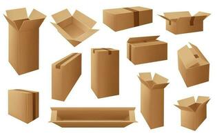 Carton boxes, delivery packages, mail parcel vector