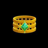 magia anillo de el mago con verde piedras preciosas vector