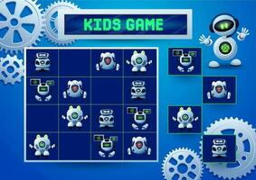 sudoku niños juego con robots, piñones y engranajes vector