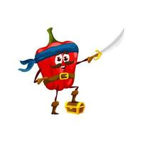 Cartoon bell pepper pirate captain character vector