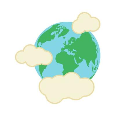 Vintage nostalgia cartoon earth globe. Environment friendly or recycle concept illustration. Simple retro 70s vector icon for poster, banner, graphic print.