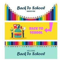 Back to school illustrations and backgrounds. School or education concepts, vector set.