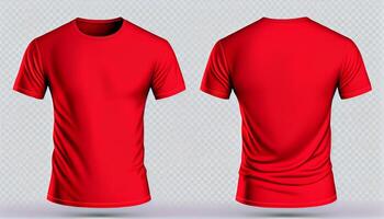 personal cuello camiseta para Bosquejo, 3d prestar, rojo color frente y atrás, Copiar espacio, generativo ai foto