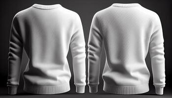 Sweater print mockup, 3d render, Front and back, copy space, photo