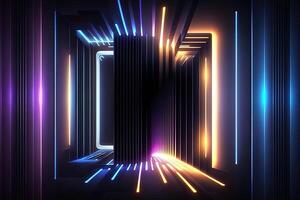 abstract futuristic colorful background with lights, . abstract futuristic neon background with glowing ascending lines. Fantastic background for gamer or slide show photo