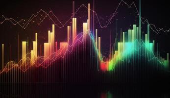 , stock market chart lines, financial graph on technology abstract background represent financial crisis, financial meltdown. Technology concept, trading market concept. photo