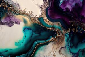 Marble ink abstract art from exquisite original painting for abstract background, colorful. Painting was painted on high quality paper texture to create smooth background photo