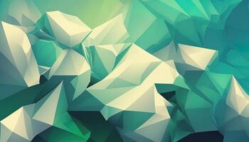 Polygonal high resolution pattern for background, white and teal and green flares. Abstract hexagonal polygonal low poly triangular high resolution futuristic green energetic background photo