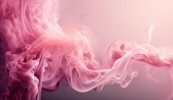 , Flowing light pink, viva magenta smoke with splashes. Soft fluid banner, spring female mood, 3D effect, modern macro realistic abstract background illustration, ink in water effect. photo