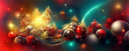 Christmas new year background, dynamic vibrant holidays concept Xmas with copy space 3d rendering. Merry christmas and happy new year celebration photo