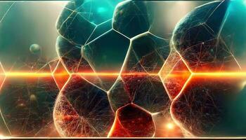 3d abstract tech background. Floating Numbers HUD Background. Matrix particles grid virtual reality. Smart build. Grid core. Hardware quantum form. Future technology. Decoding dna photo