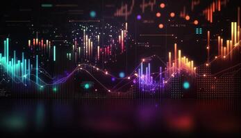 , stock market chart lines, financial graph on technology abstract background represent financial crisis, financial meltdown. Technology concept, trading market concept. photo