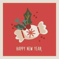 Vector christmas and new year card with sweets new year symbols