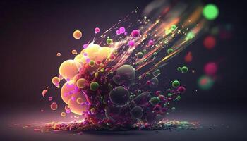 Glowing neon particles abstract background. photo