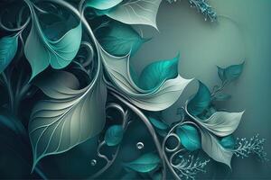 Mint summer smooth floral abstract background. photo