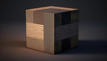 Wooden minimal cube abstract background. photo