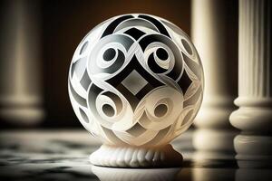 Abstract glossy sphere with geometric pattern. photo