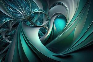 Green mint liquid waves abstract background. photo