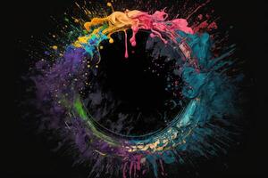 Circle with colorful liquid paints. photo