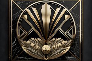 Abstract art deco bronze geometric background. photo