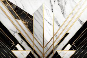 Abstract art deco marble gold geometric background. photo