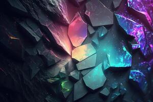 Neon holographic grunge abstract background. photo