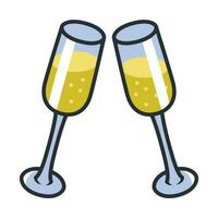 Celebrating Mothers Day With Champagne. Mothers Day Icon Vector Illustration