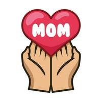Mom Showing Her Love. Mothers Day Icon Vector Illustration