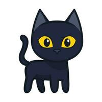 Black Cat Stares in the Dark. Halloween Icon Vector Illustration