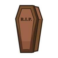 Wooden Coffin Spooky Decoration. Halloween Icon Vector Illustration